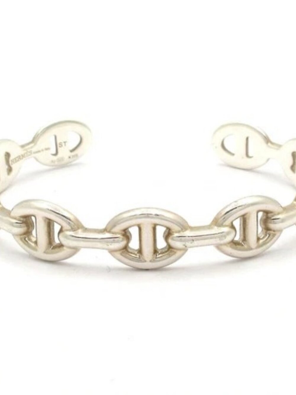 HERMES Chene Dunkle Anchene Silver 25AB077989 Bangle